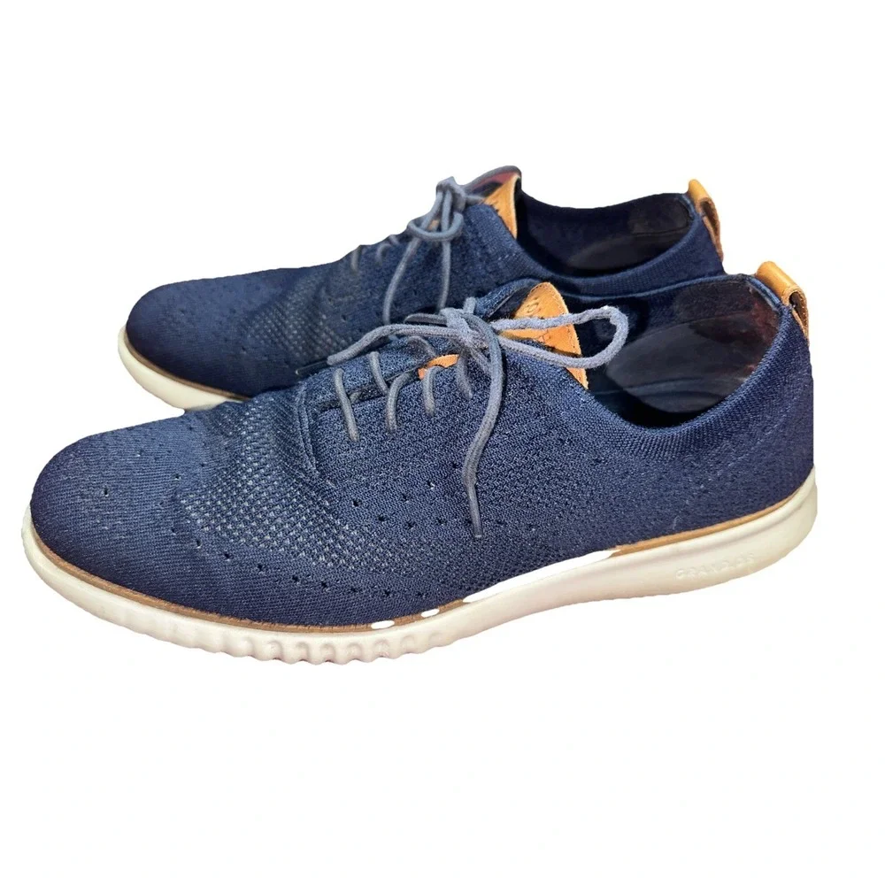 Cole Haan 2.ZeroGrand Stitchlite Wingtip Oxford Mens 11M Blue Knit Sneaker
